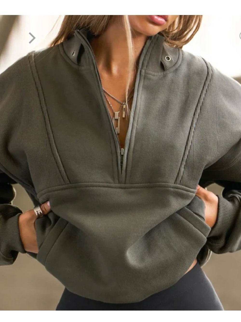 Joah Brown Retro Half-Zip Pullover Sweatshirt Charcoal
